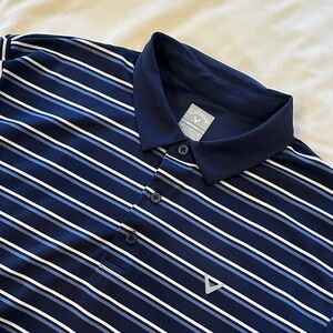 Callaway Men's Blue and White Striped Polo